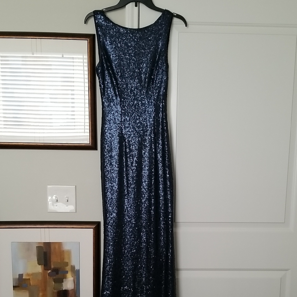 Elegant Navy Sequin Gown